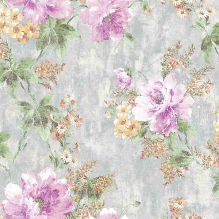 Flower bunch pattern wallpaper - Indigo 4708-1 (10,6m2)