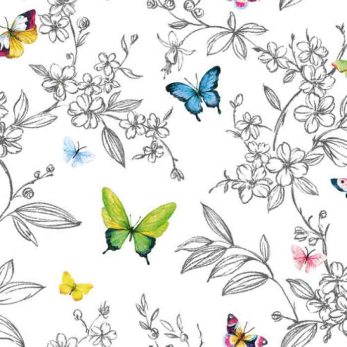 Butterfly and flowers pattern wallpaper - Anka 1606-1 (16,5m2)