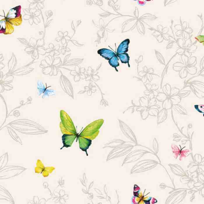 Butterfly and flowers pattern wallpaper - Anka 1606-2 (16,5m2)