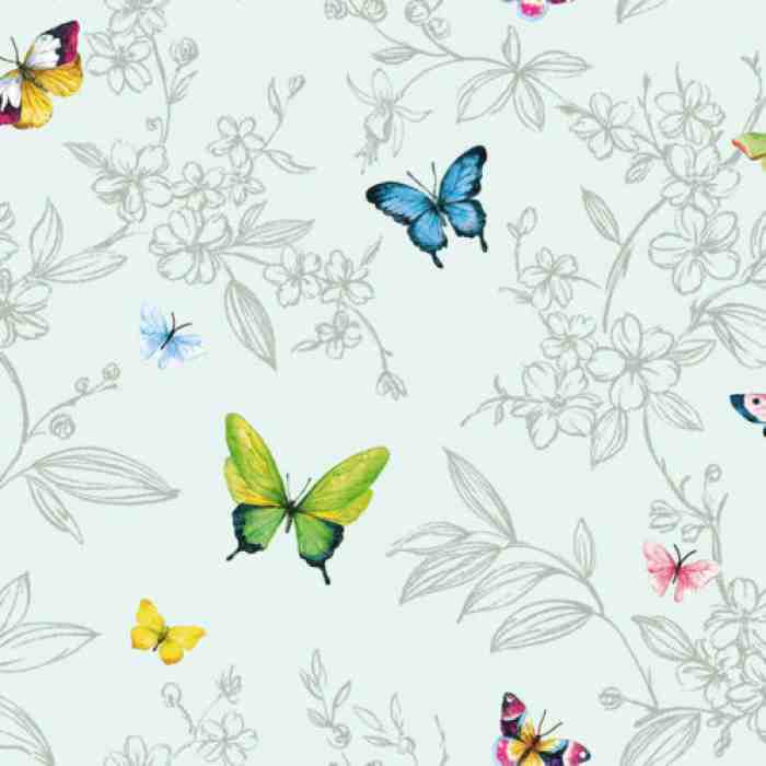 Butterfly and flowers pattern wallpaper - Anka 1606-3 (16,5m2)