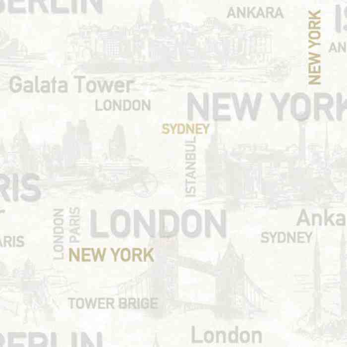 City names typography pattern - Anka 1608-1 (16,5m2)