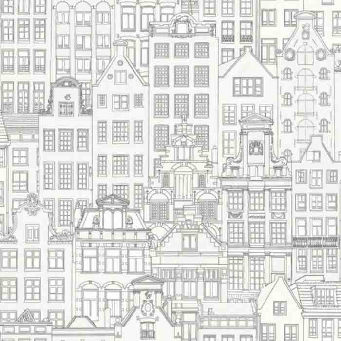 Amsterdam houses inspired modern pattern wallpaper - Anka 1618-1 (16,5m2)